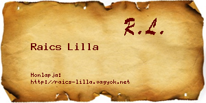 Raics Lilla névjegykártya